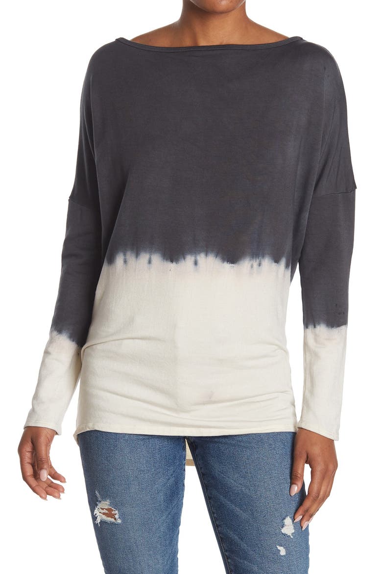 Boatneck Dolman Knit Sweater, Main, color, FADED DENIM TOP DIP