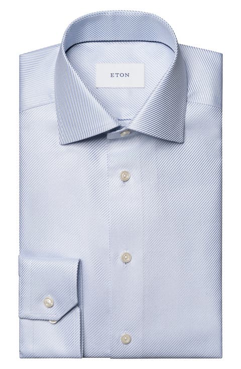 Slim Fit Diagonal Weave Dress Shirt