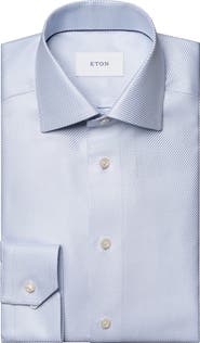 Eton Slim Fit Diagonal Weave Dress Shirt