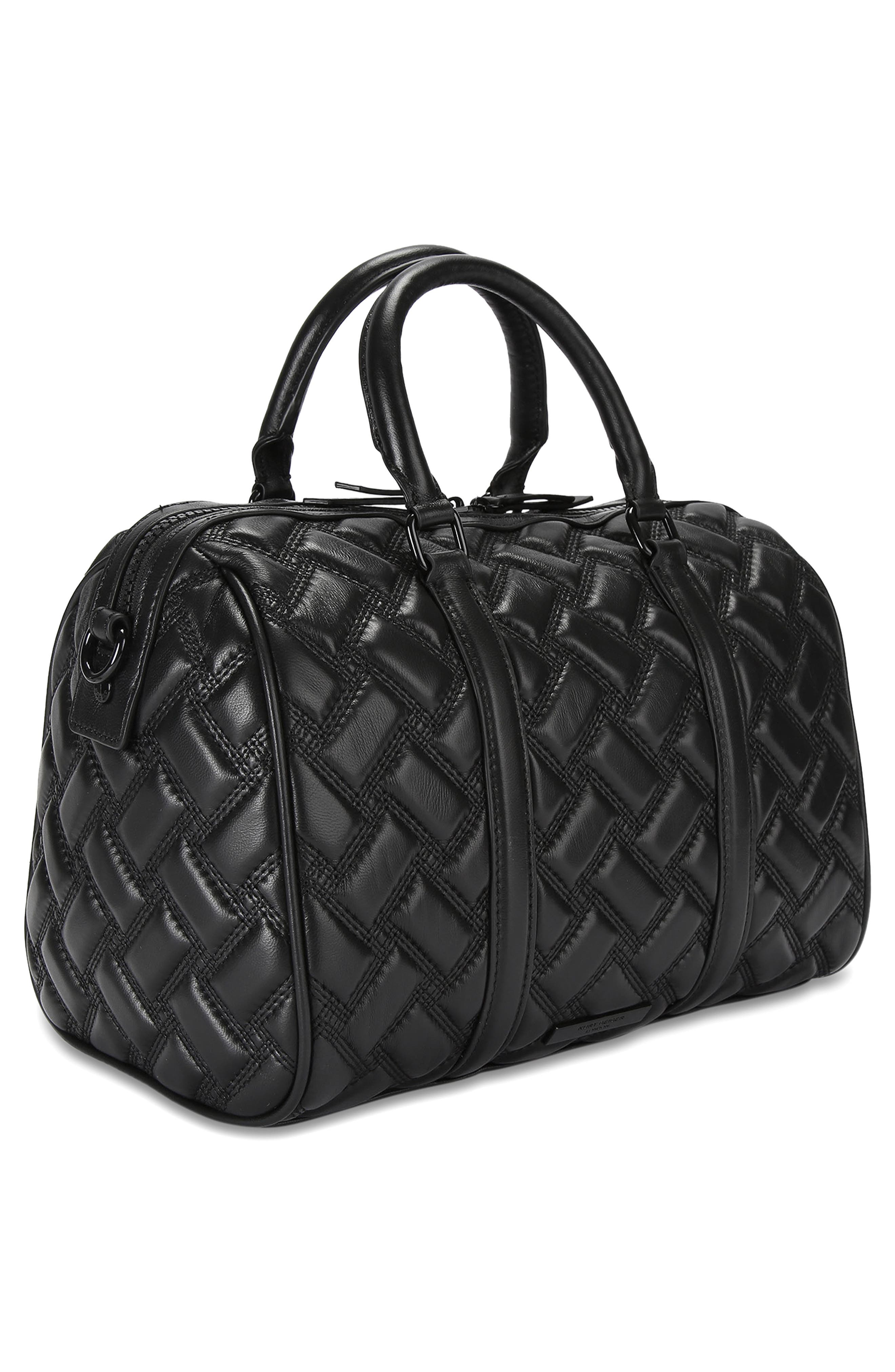 Kurt Geiger London Kensington Boston Drench Quilted Leather Duffle Bag, Alternate, color, Black
