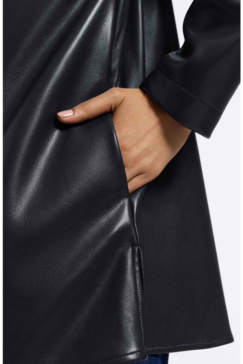 Carolina Faux Leather Button-Up Shirt Jacket, Alternate, color, BLACK