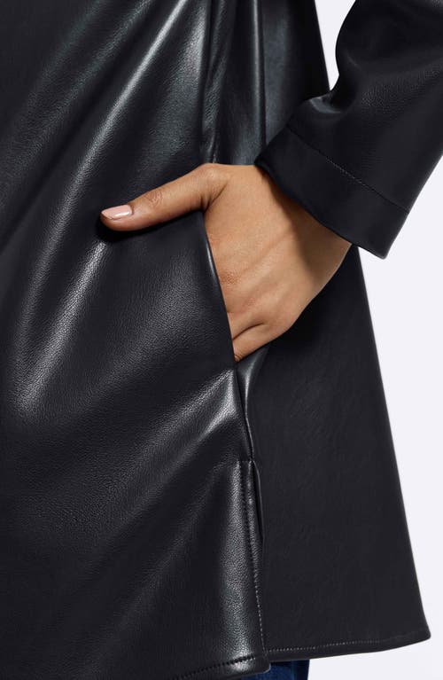 Foxcroft Carolina Faux Leather Button-up Shirt Jacket In Black