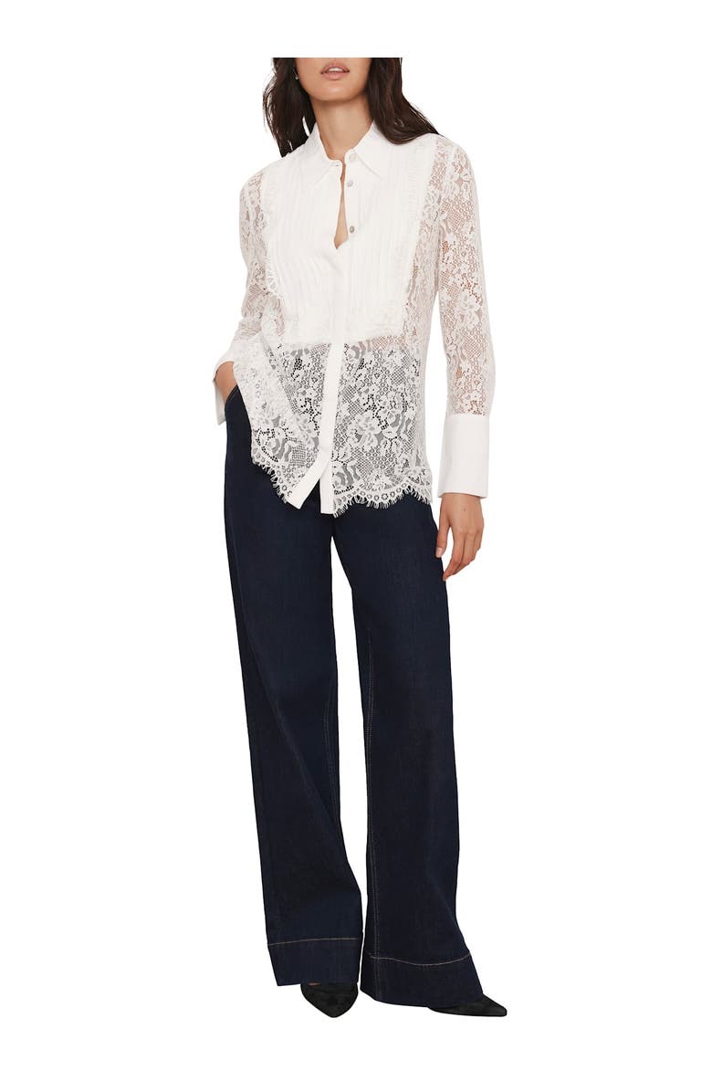 MINT VELVET Lace Pintuck Shirt, Alternate, color, Ivory