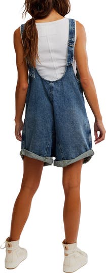 High Roller Denim Short Overalls