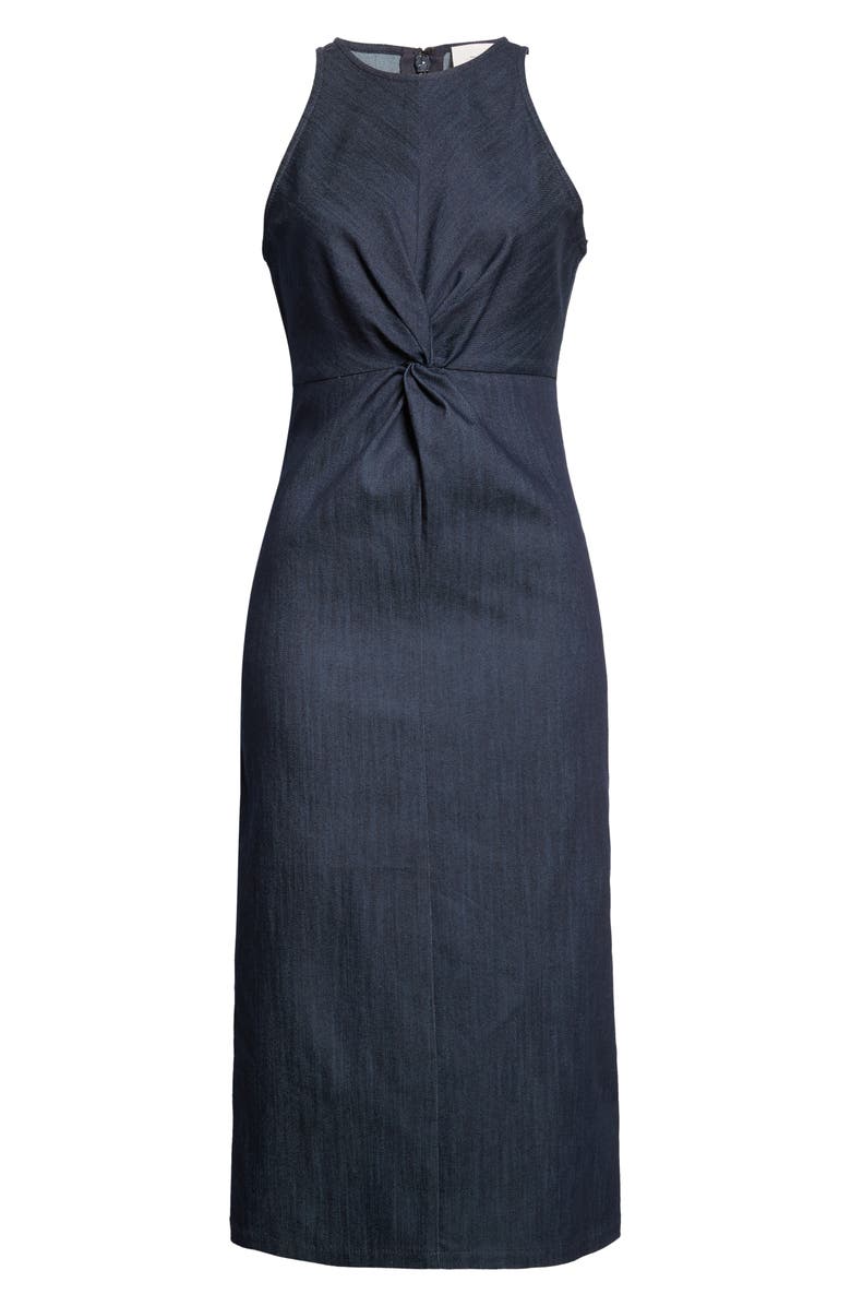 Cinq à Sept Clara Knot Front Sleeveless Denim Dress, Alternate, color, Indigo