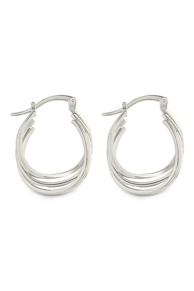 Emery Triple Row Layered Hoop Earrings, Alternate, color, SILVER