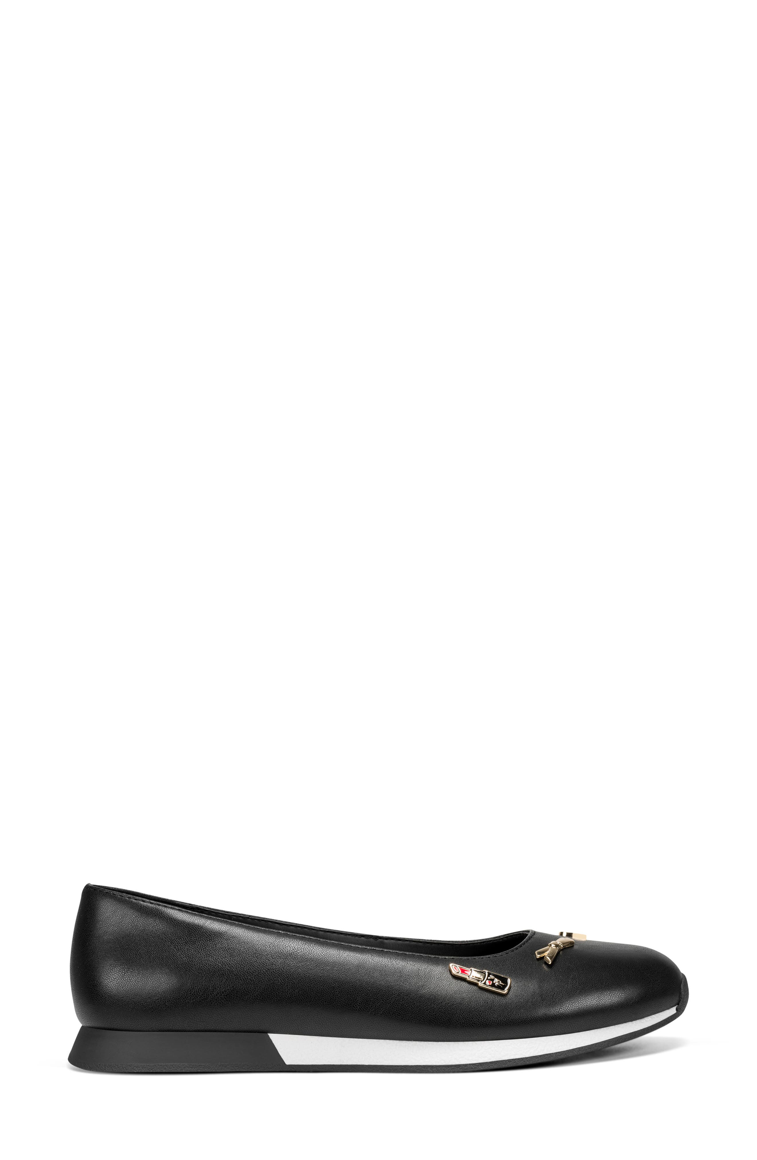 Melantha Faux Leather Ballet Sneaker, Alternate, color, BLACK
