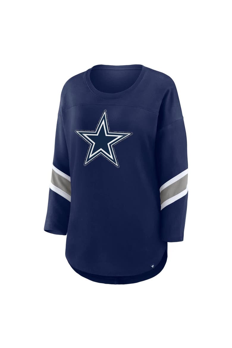 Women's Fanatics  Navy Dallas Cowboys Redzone Bling 3/4-Sleeve T-Shirt, Alternate, color, Navy