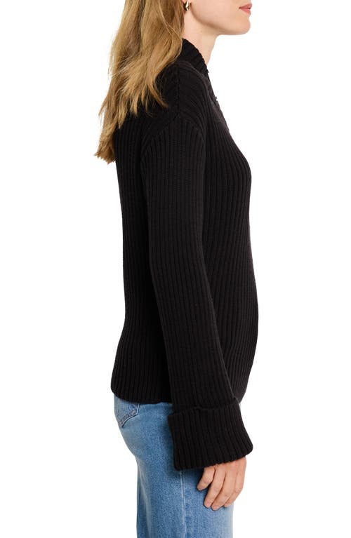 Nic + Zoe Nic+zoe Mock V-neck Rib Sweater In Black Onyx