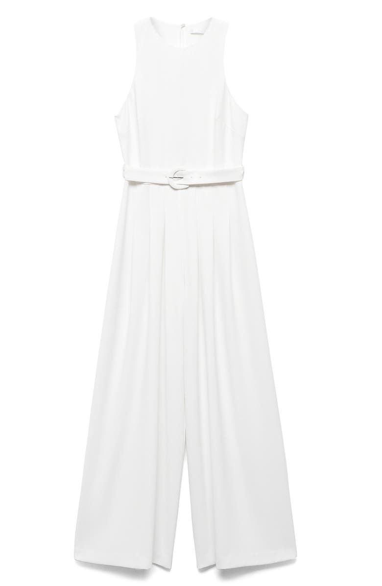 MANGO Belted Sleeveless Wide Leg Jumpsuit, Alternate, color, 