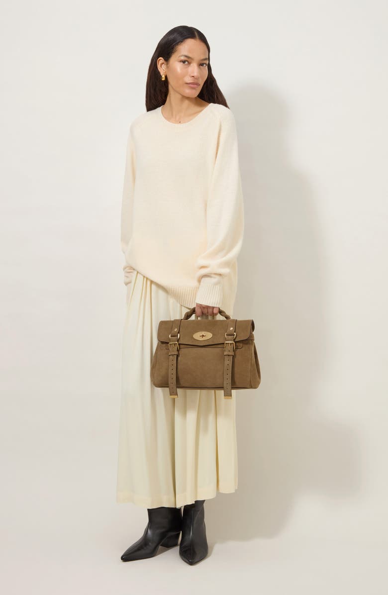 Mulberry Alexa Suede Satchel, Alternate, color, Salcombe Sand