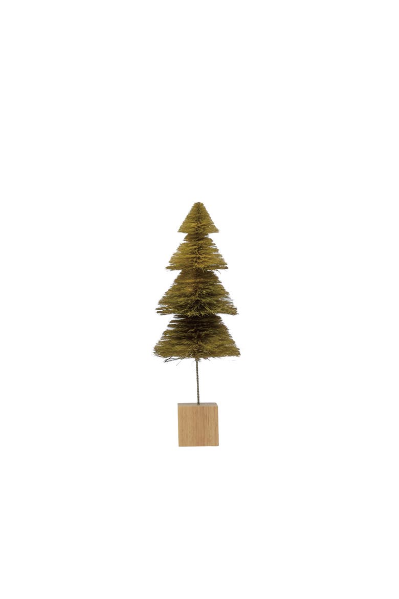 Sisal Bottle Brush Tree with Wood Base, Alternate, color, Green