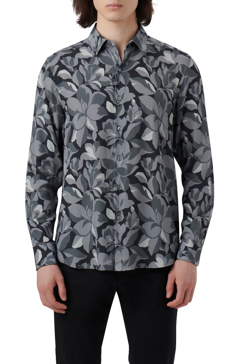 Bugatchi Julian Shaped Fit Floral Button-Up Shirt, Main, color,