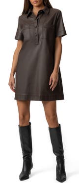 KUT from the Kloth Tatiana Faux Leather Mini Shirtdress