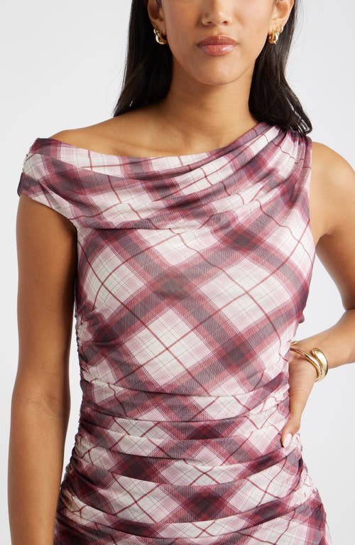 Open Edit One-shoulder Mesh Maxi Dress In Purple