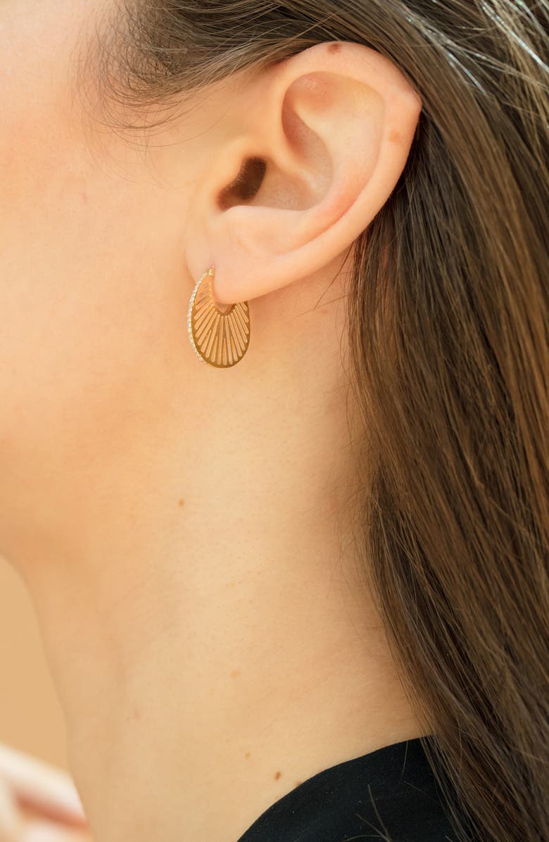 L'Atelier Nawbar Flat Ray Diamond Hoop Earrings, Alternate, color, 18Ky Gold