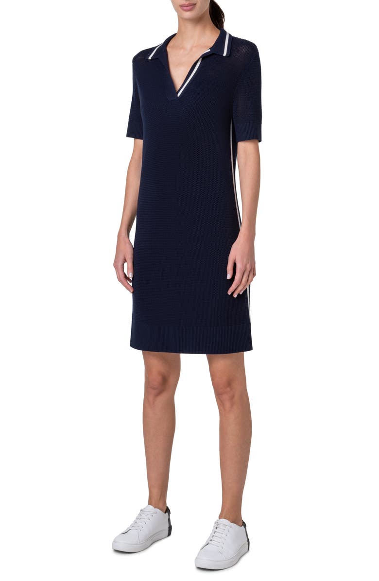 Akris punto Signature Tipped Polo Sweater Dress, Main, color,
