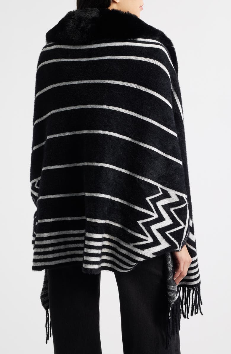 NIKKI LUND Lagertha Faux Fur Trim Wrap, Alternate, color, Black