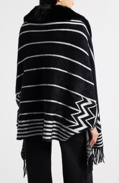 Nikki Lund Lagertha Faux Fur Trim Wrap In Black