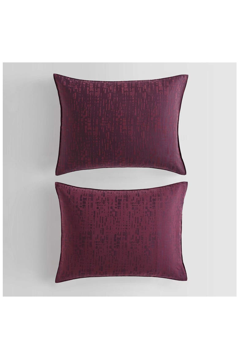 Linear Circuit Cotton Duvet Cover & Shams Set, Alternate, color, DARK RED