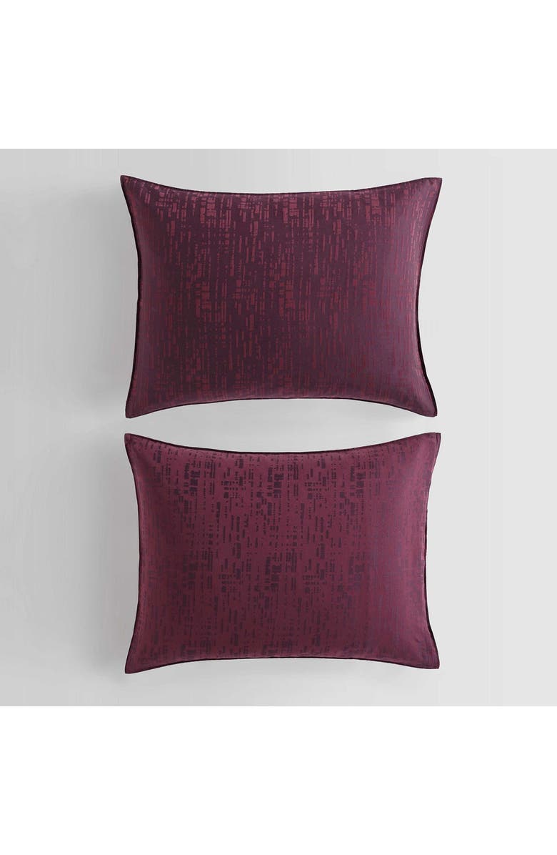 Calvin Klein Linear Circuit Cotton Duvet Cover & Shams Set, Alternate, color, Dark Red
