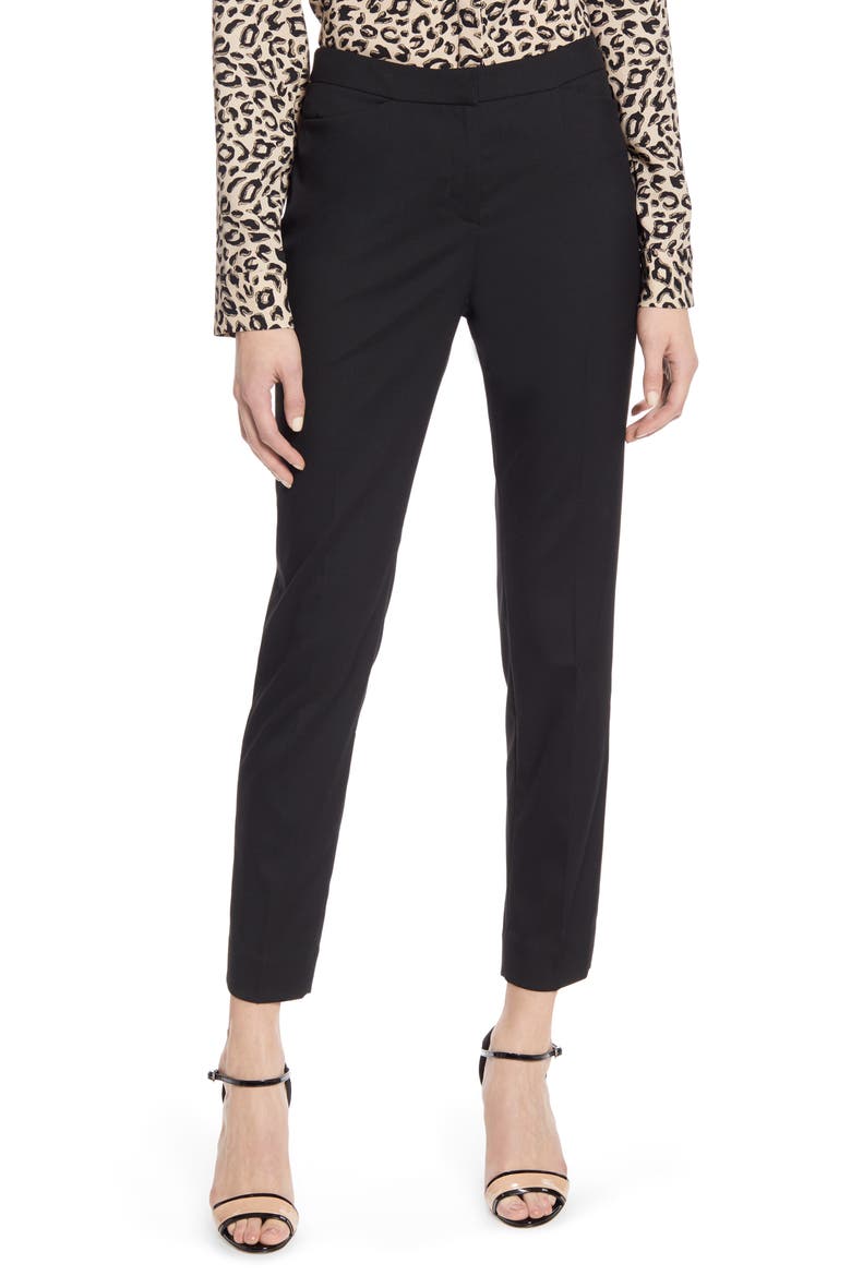 Straight Leg Trousers, Main, color, BLACK