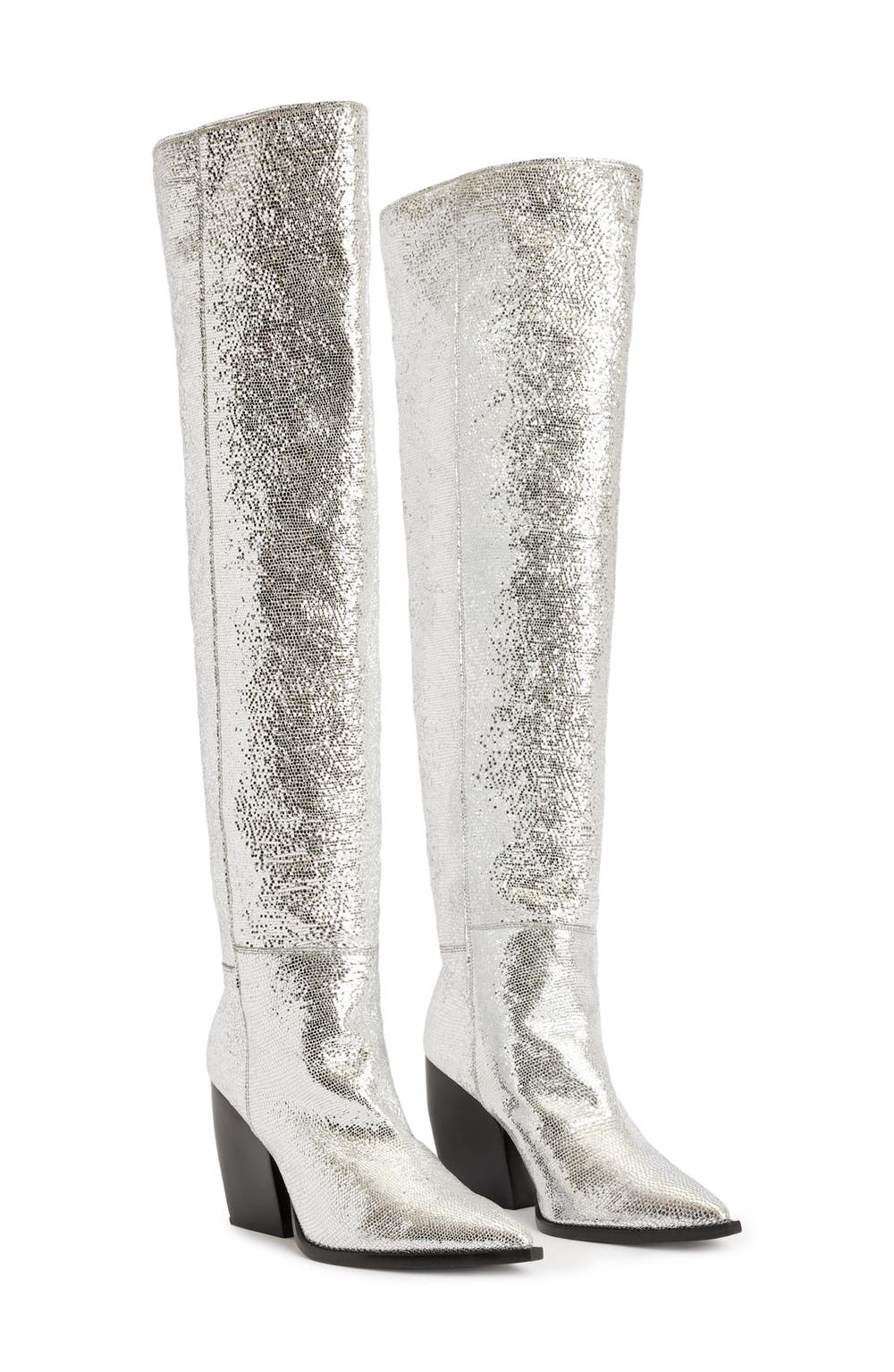 Reina Over the Knee Boot, color, SILVER