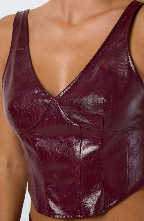Noisy May Faux Patent Leather Corset Top