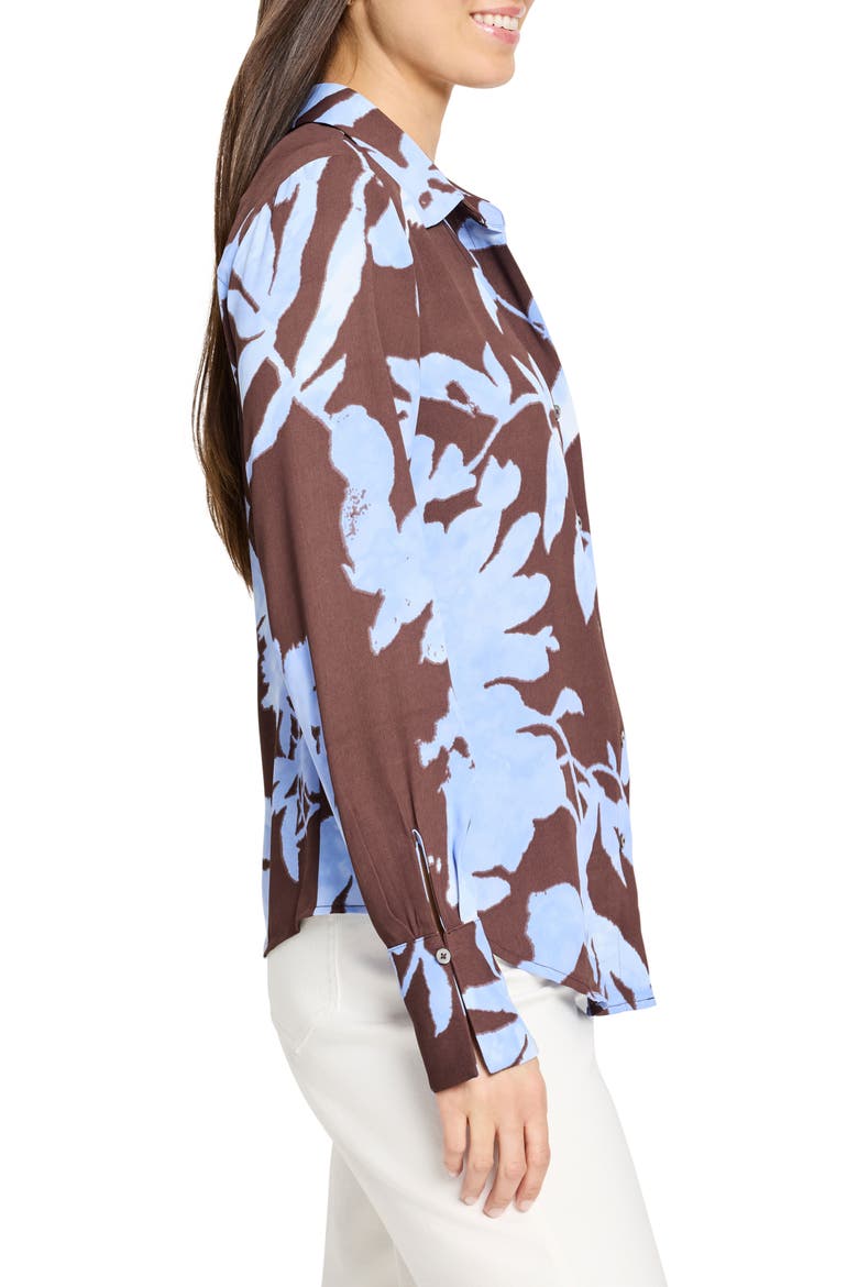 Cloud Blossom Long Sleeve Button-Up Shirt, Alternate, color, BROWN MIX