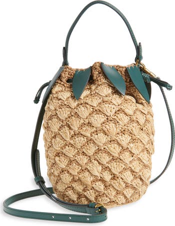 関税無☆ANYA HINDMARCH Raffia Pineapple CrossBody Bucket Bag Anya Hindmarch Pineapple Crocheted Raffia Crossbody Bag