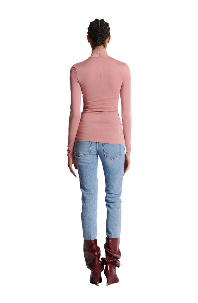 Balmain Pleated Long-Sleeved Jersey Top, Alternate, color, Pink