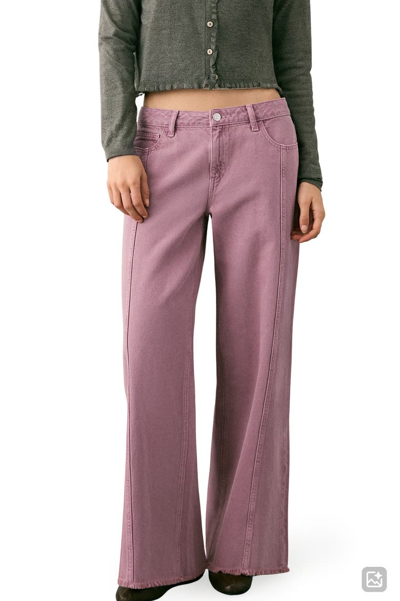 Frayed Seamed Low Rise Wide Leg Jeans, Main, color, PINK