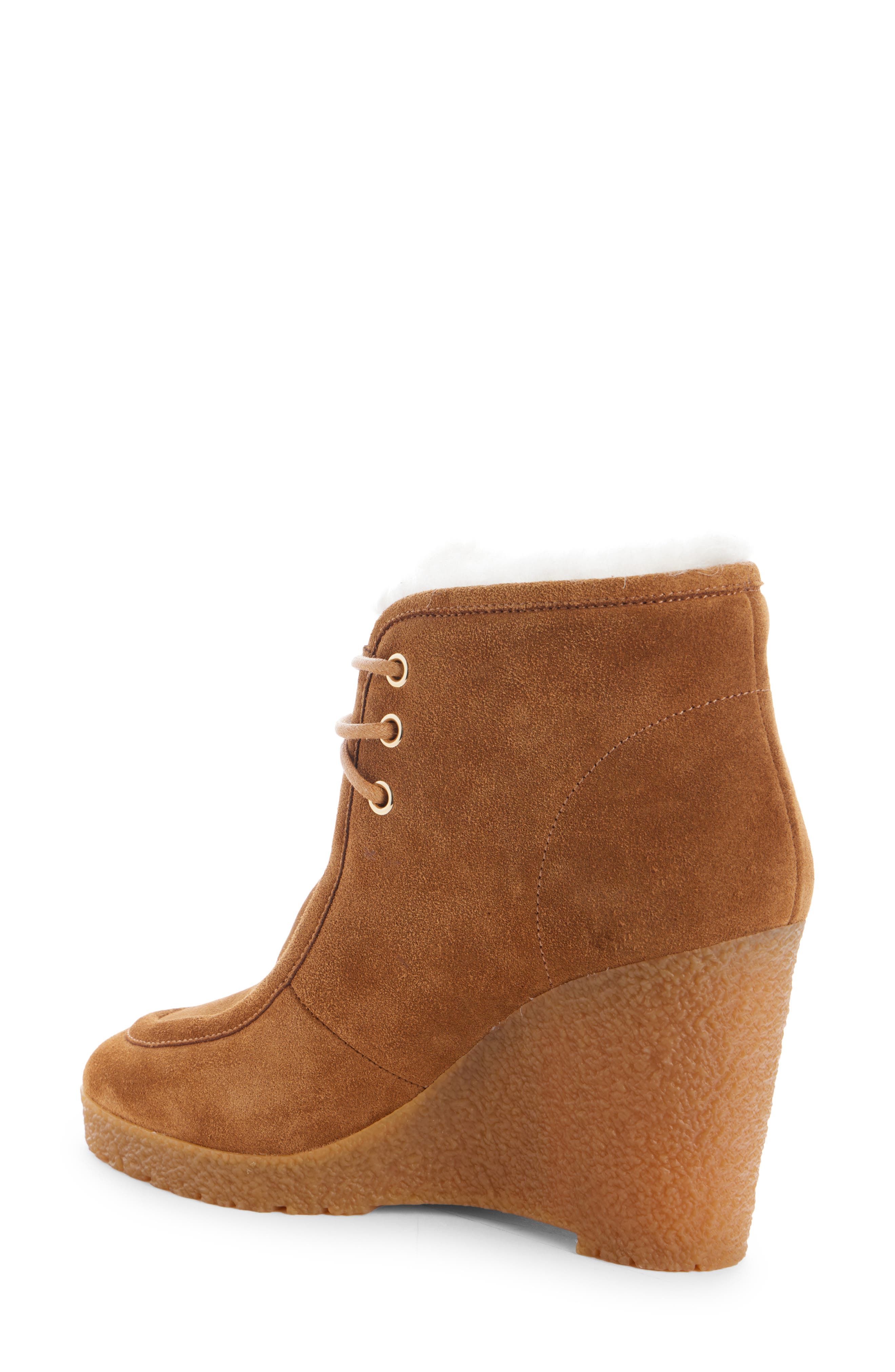 Cylia Genuine Shearling Bootie, Alternate, color, COGNAC
