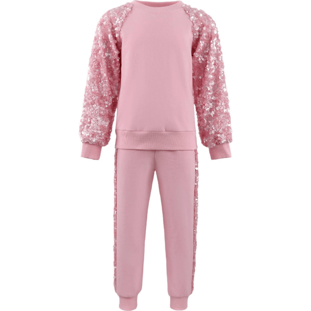Lola + The Boys Sequin Joggers Set In Pink