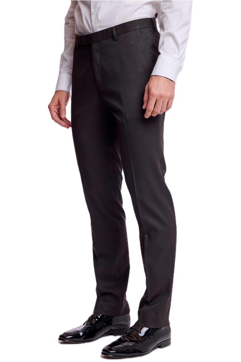 Downing Slim Fit Flat Front Pants, Alternate, color, DARK CHOCOLATE