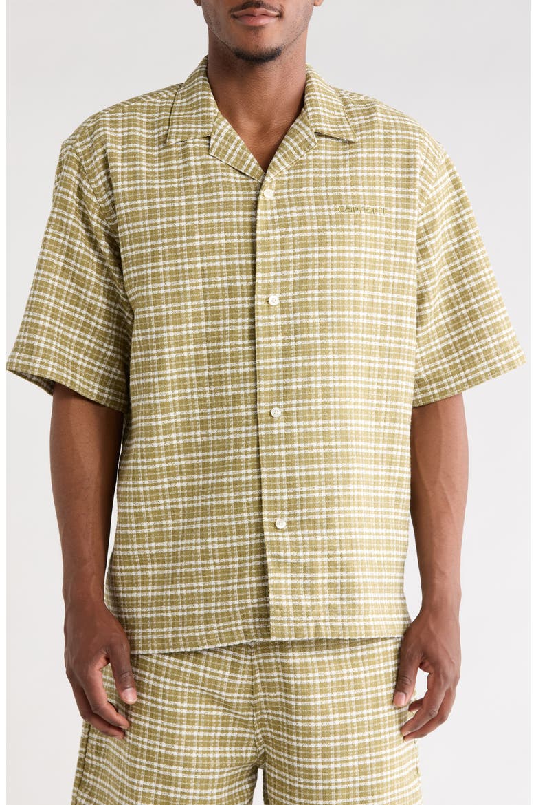 Kander Plaid Cotton Button-Up Bowling Shirt, Alternate, color, KANDER CHECK, SNAKE