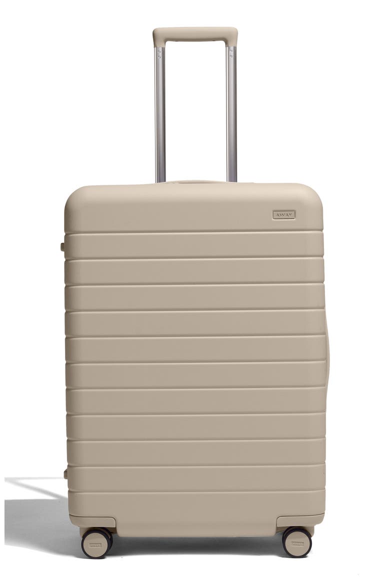 The Medium Flex Hardside Checked Suitcase, Main, color, DUNE TAUPE