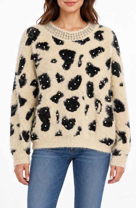 Embellished Animal Print Sweater