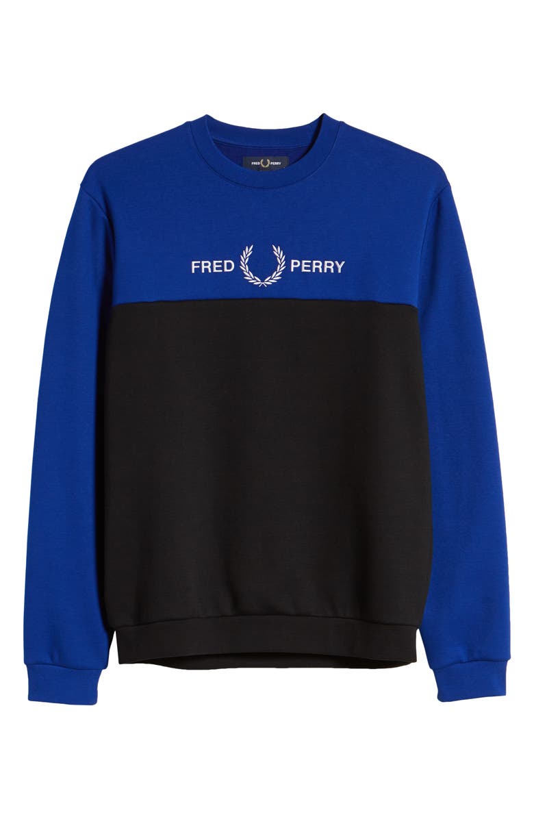 Fred Perry Colorblock Embroidered Crewneck Sweatshirt, Alternate, color,