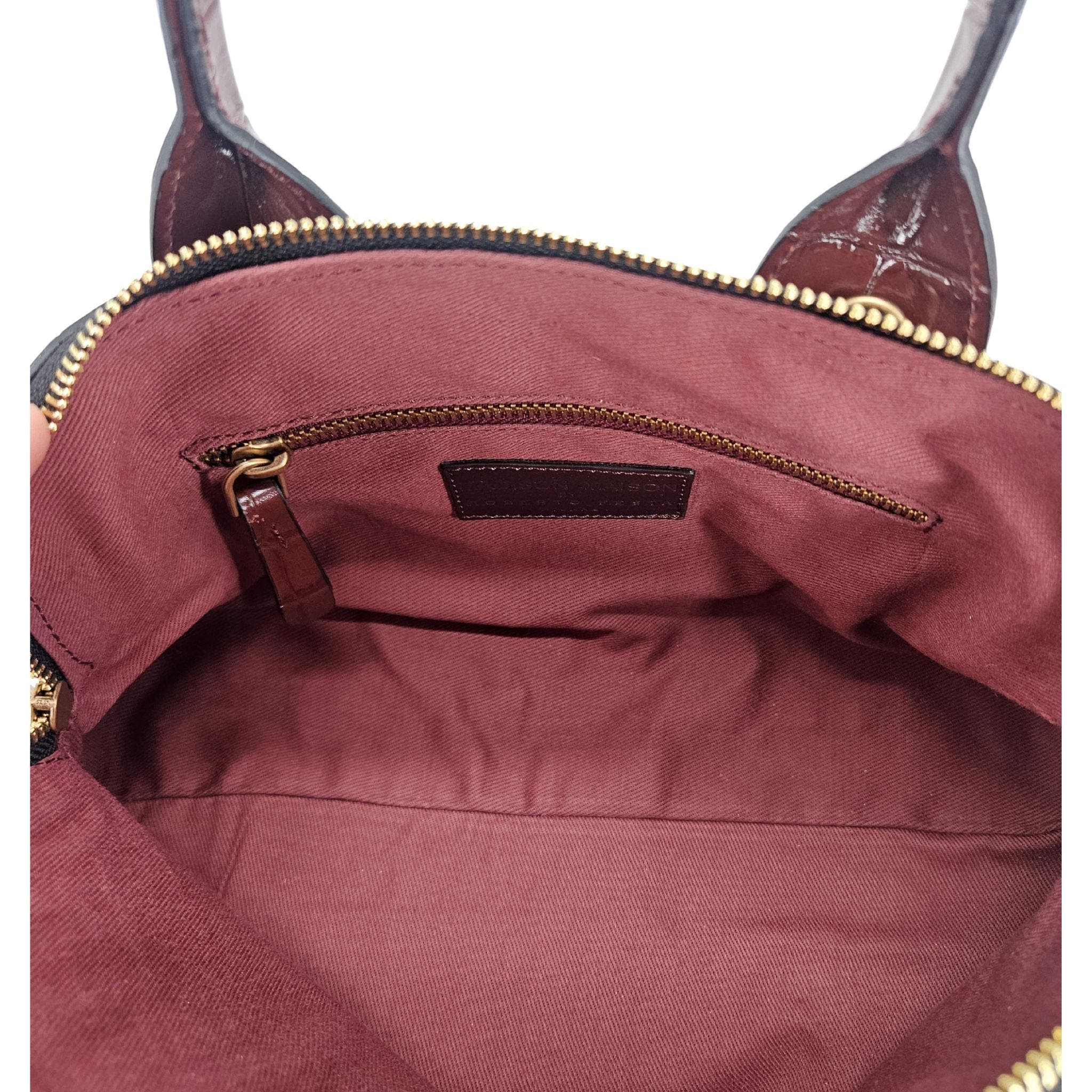 Madison Maison Moc Croc Leather Mini Tote Bag, Alternate, color, Mid Brown