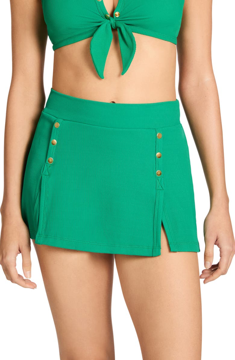 Robin Piccone Amy Swim Cover-Up Skirt, Main, color, Emerald