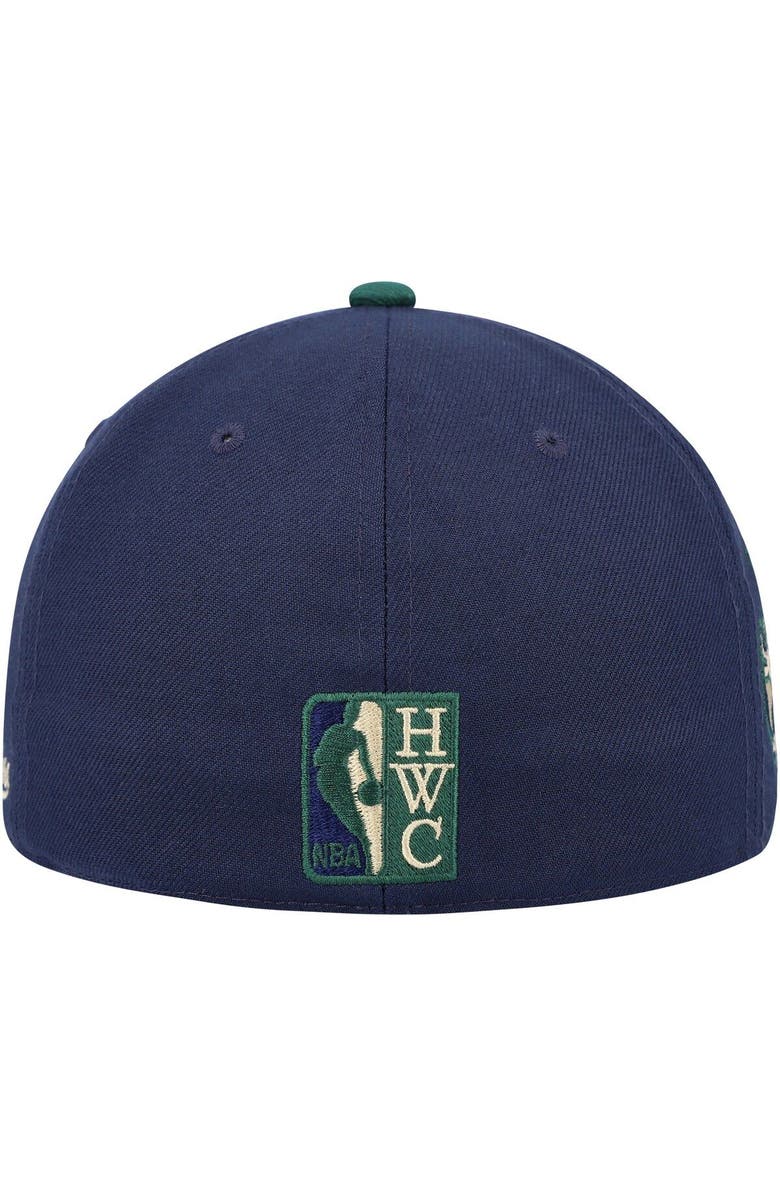 Mitchell & Ness Men's Mitchell & Ness Navy/Green Milwaukee Bucks 30th Anniversary Hardwood Classics Grassland Fitted Hat, Alternate, color, 