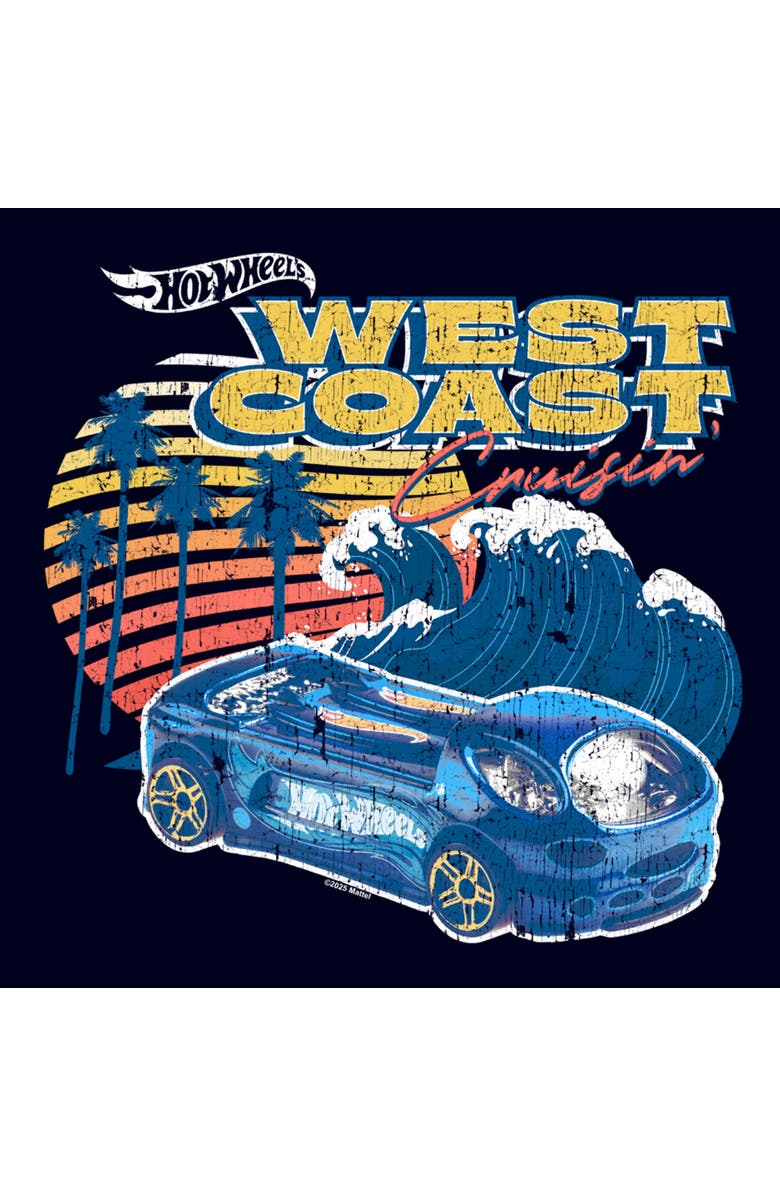 Hot Wheels Men's Hot Wheels Distressed West Coast Wave  Graphic T-Shirt, Alternate, color, Navy Blue