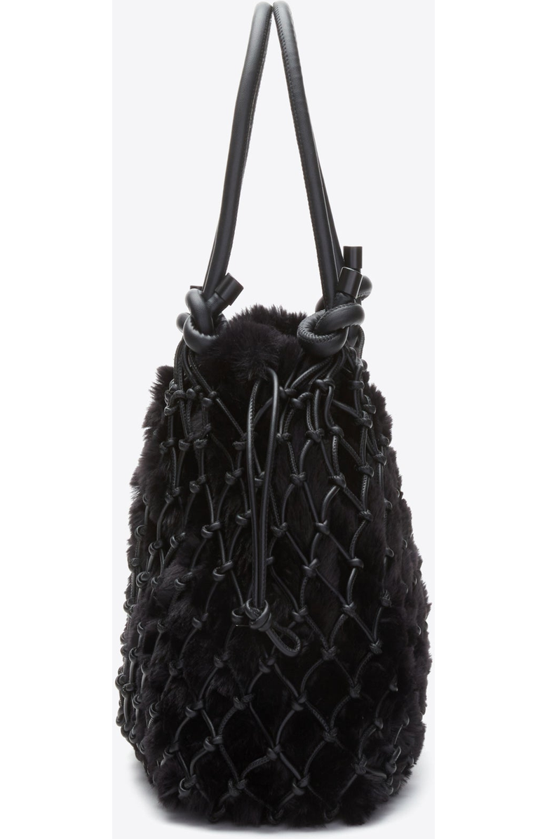 3.1 Phillip Lim Faux Fur Macrame Mini Sac, Alternate, color, Black