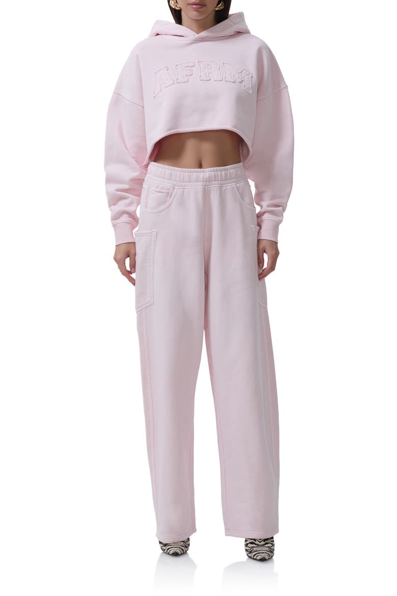 Darius Crop Cotton Hoodie, Alternate, color, MAUVE MORN