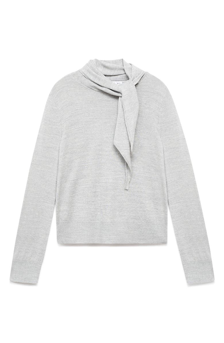 MANGO Knotted Turtleneck Sweater, Alternate, color, Grey