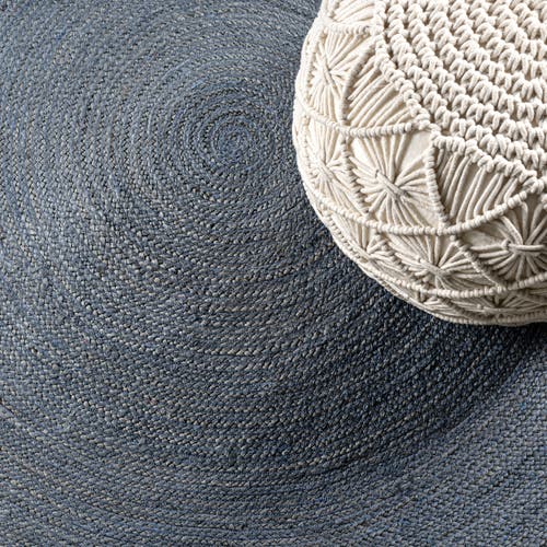 Jonathan Y Zara Braided Coastal Cottage Round Jute Round Area Rug In Blue