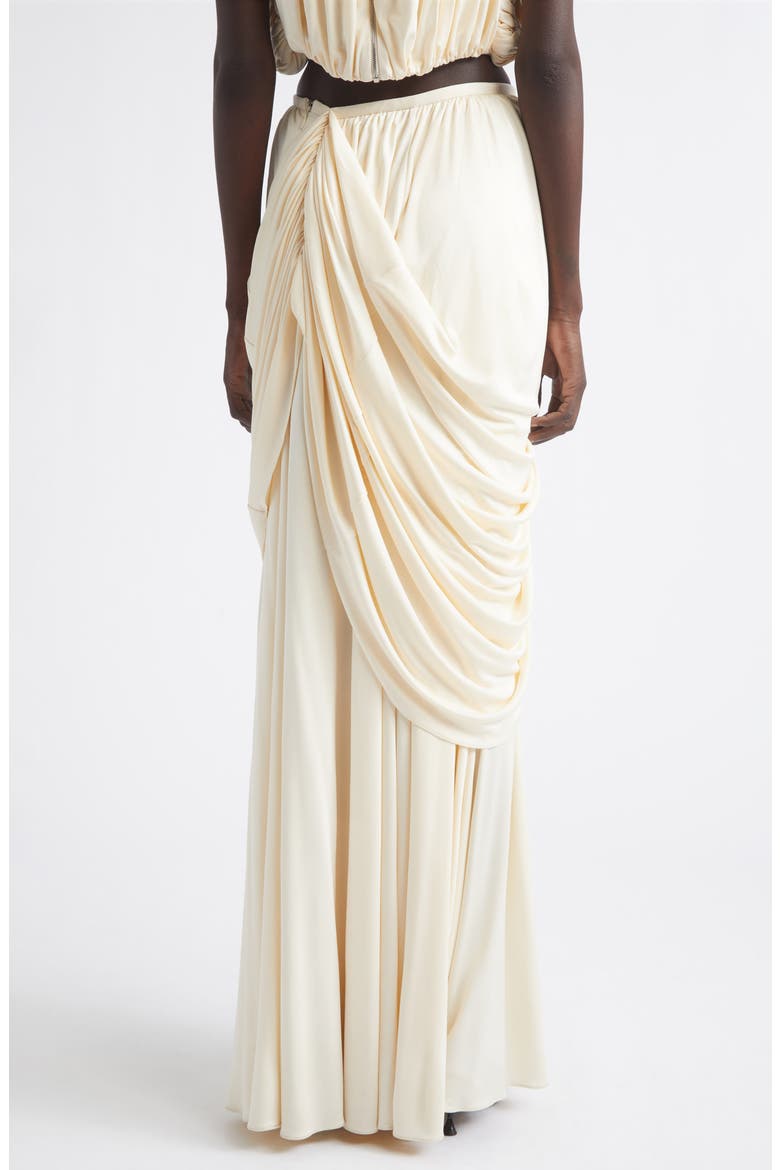 Effie Draped Silk Maxi Skirt, Alternate, color, BONE