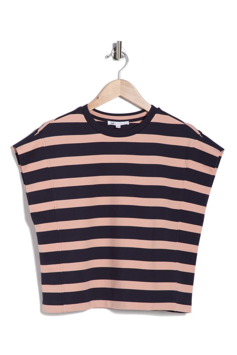 Stripe Cap Sleeve Top, Alternate, color, NAVY/ PINK