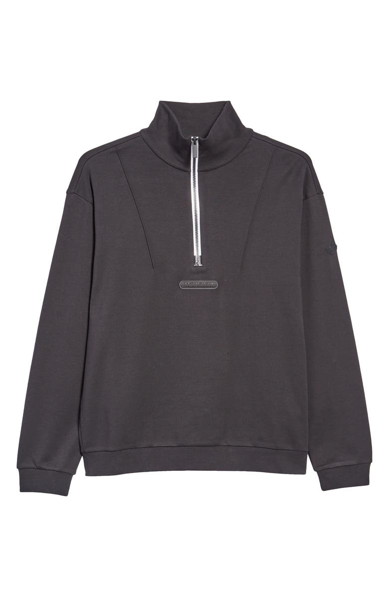 Moncler Mock Neck Half Zip Cotton Jersey Pullover, Alternate, color,